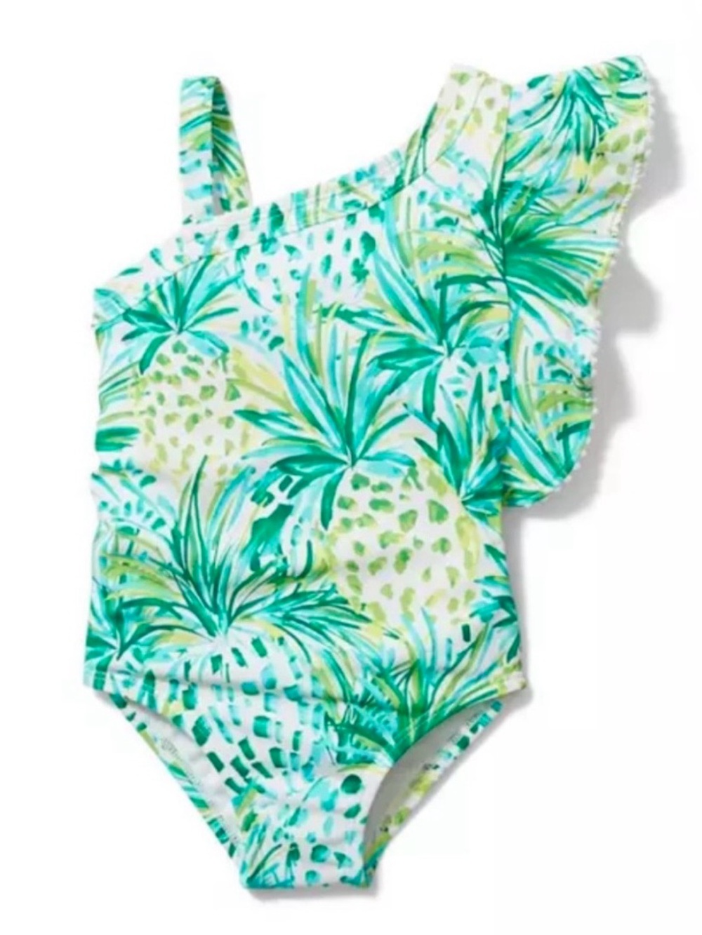Janie and Jack Abstract Pineapple One-Shoulder Swimsuit